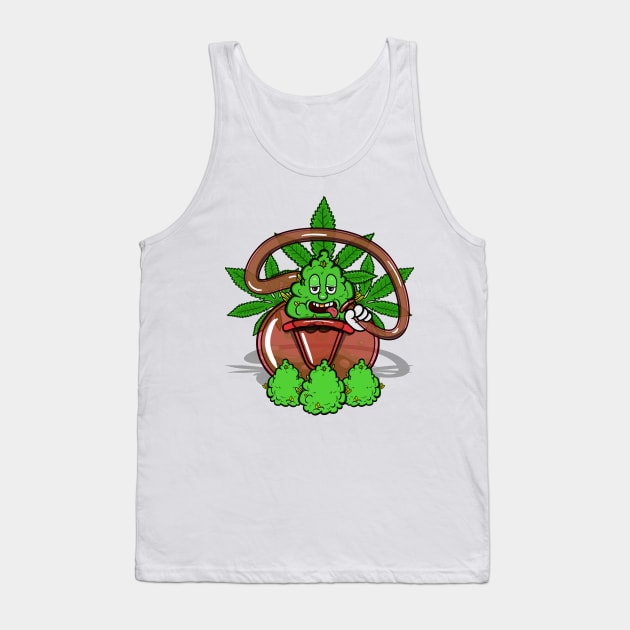 Weed Bud On Glass Bong and Marijuana Tank Top by tedykurniawan12